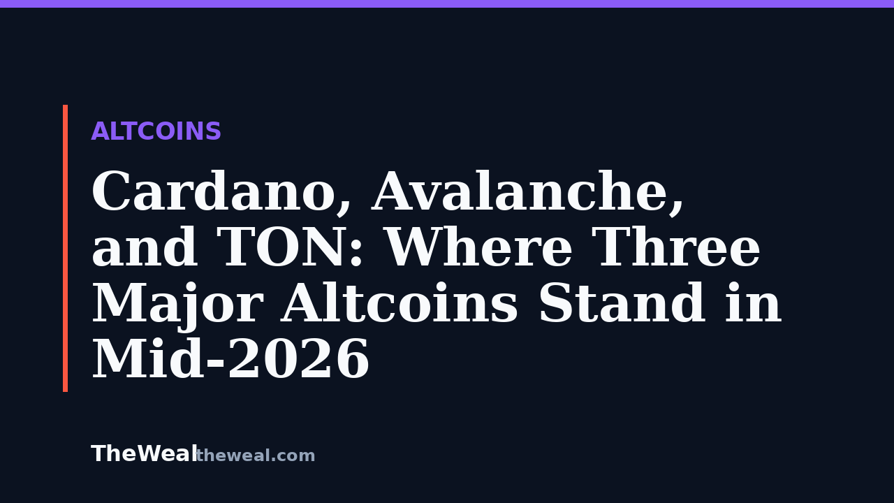 Cardano, Avalanche, and TON: Where Three Major Altcoins Stand in Mid-2026