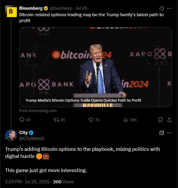 Is Trump mixing politics and “digital hustle”? | Source: X