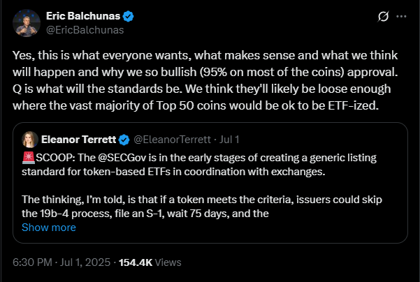 The SEC is likely going for a standard listing rulebook | Source: X