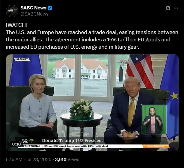The agreement between the US and the EU | Source: X