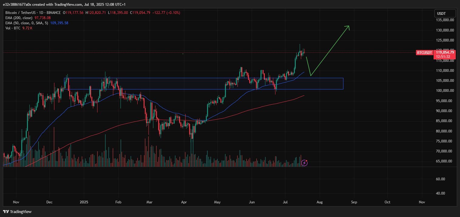 Bitcoin $116K retest chart | Source: TradingView