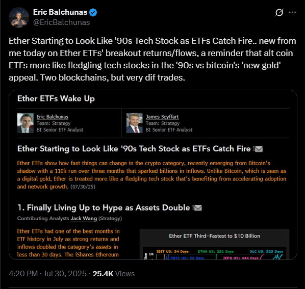 Ethereum is outperforming other major ETFs | Source: X