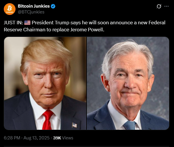 Trump continua a criticare Powell e minaccia addirittura di licenziarlo | Fonte: X