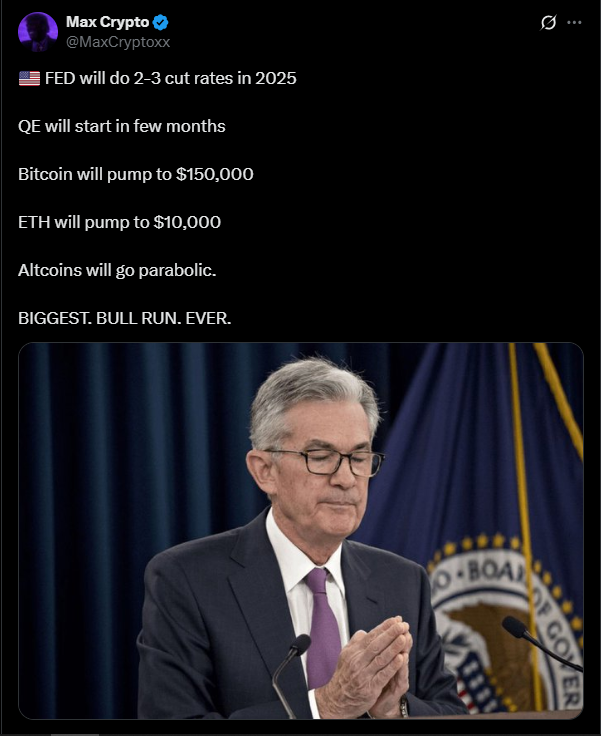 Gli analisti di mercato prevedono rialzi per criptovalute e azioni | Fonte: X