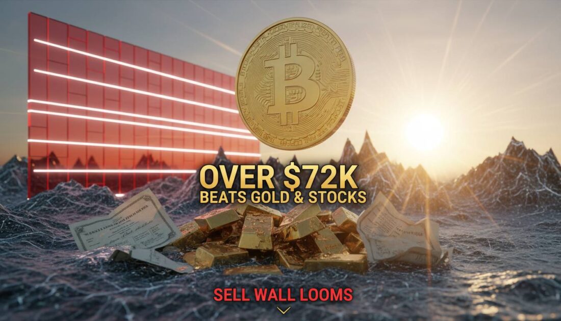 Bitcoin Surge Over 72k Beats Gold And Stocks But A