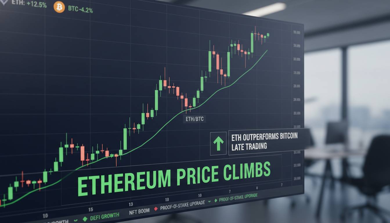 Ethereum Price Climbs: ETH Outperforms Bitcoin in Late Trading