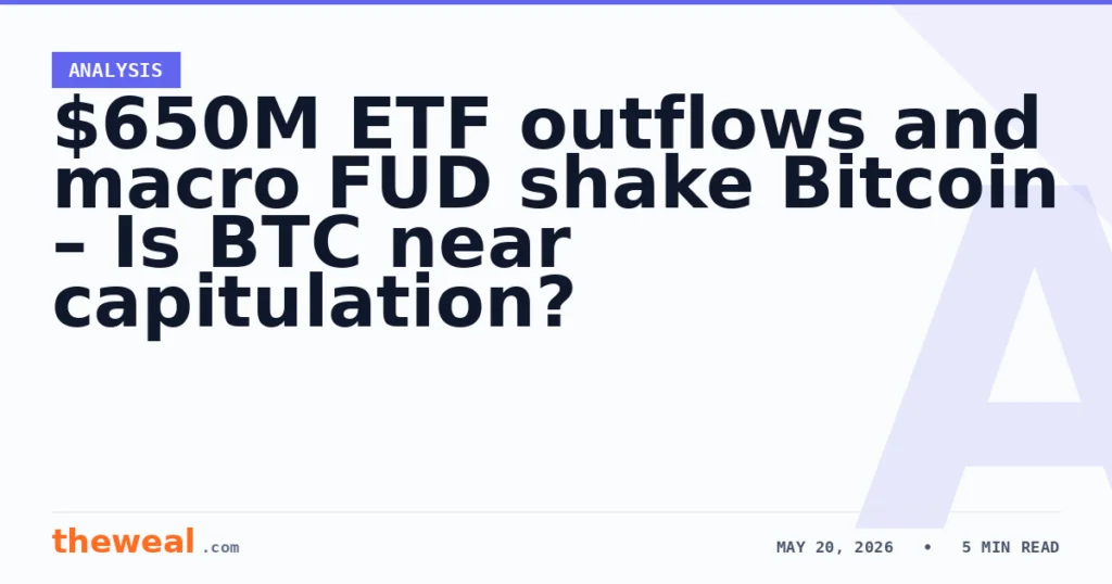 $650M ETF outflows and macro FUD shake Bitcoin – Is BTC near capitulation?