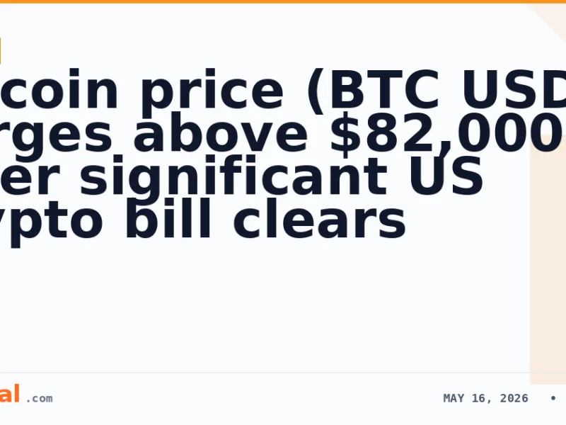 Bitcoin price (BTC USD) surges above $82,000 after significant US crypto bill clears